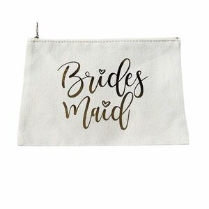 Bridesmaid Canvas Pouch with Gold Foil Letters